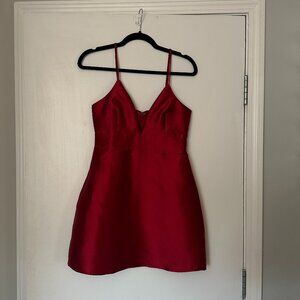 Lulus Red Satin A-Line Dress